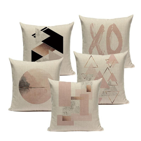 Soft Pink Nordic Geometric Pillow Cushion Covers-Tiptophomedecor