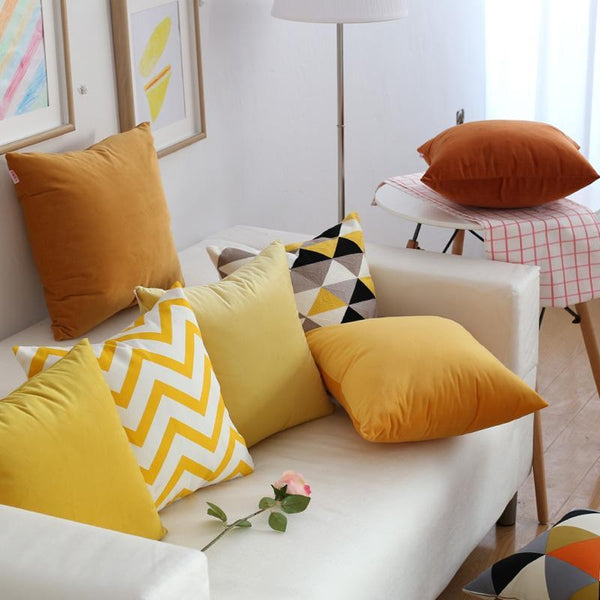 Solid Bright Colors Soft Velvet Square Cushion Covers-Tiptophomedecor
