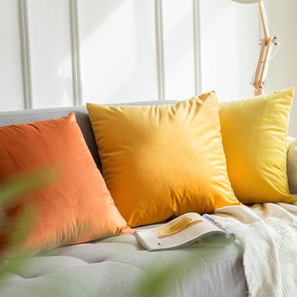 Solid Bright Colors Soft Velvet Square Cushion Covers-Tiptophomedecor