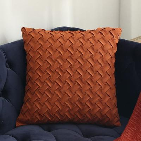 Solid Yellow Brown Dark Red Woven Cushion Covers-TipTopHomeDecor