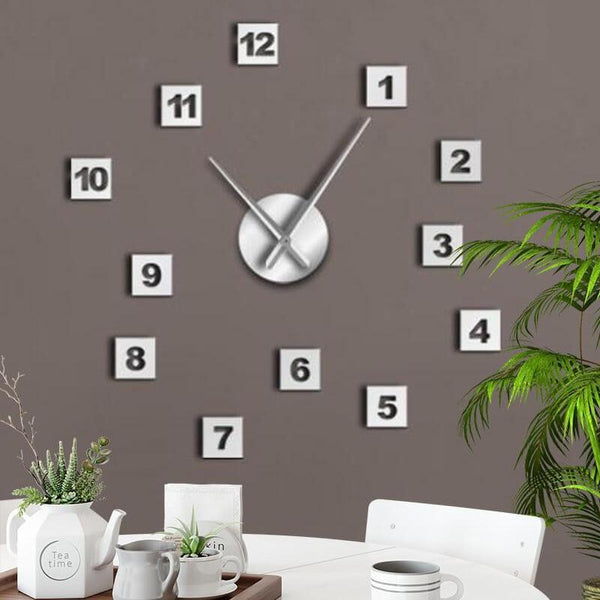 square Number 3D Big Wall Clock Decal-Tiptophomedecor-Interior-Design-Home-Decor