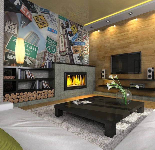 Wall mural - NYC signs on a coloured background-TipTopHomeDecor