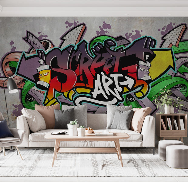 Peel & Stick Street Art Wall Mural - Reggae Colours Graffiti- Removable Wall Decals