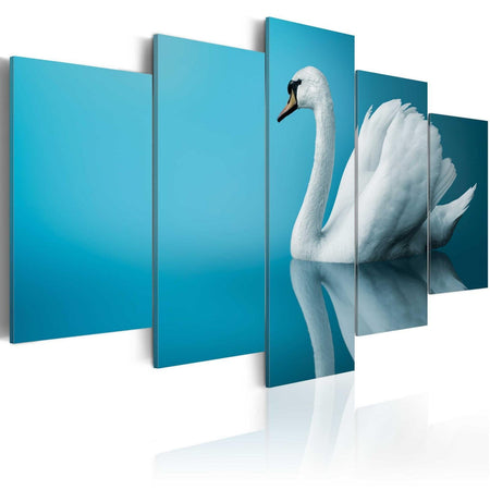Stretched Canvas Animal Art - A Swan In Blue-Tiptophomedecor