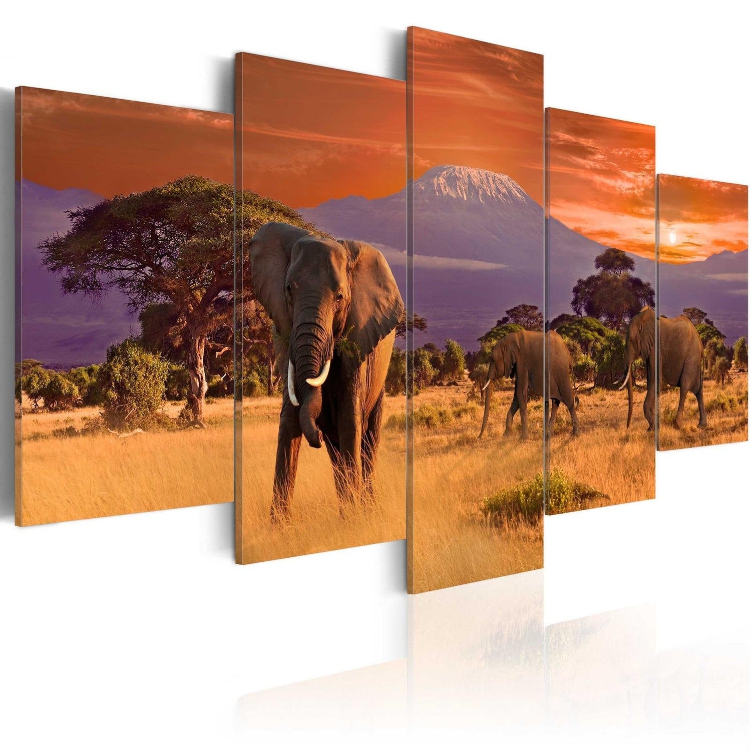 Stretched Canvas Animal Art - Africa: Elephants-Tiptophomedecor