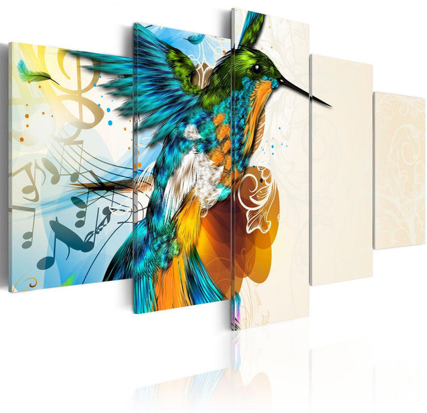 Stretched Canvas Animal Art - Bird'S Music - 5 Pieces-Tiptophomedecor