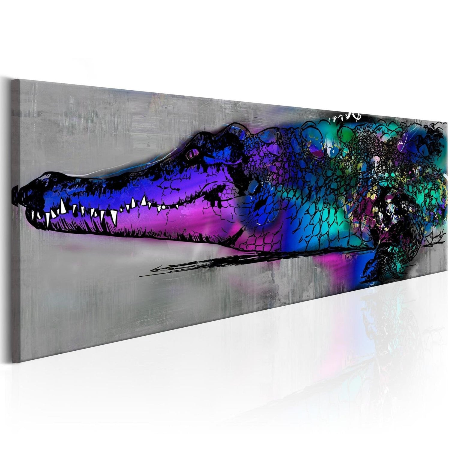 Stretched Canvas Animal Art - Blue Alligator-Tiptophomedecor
