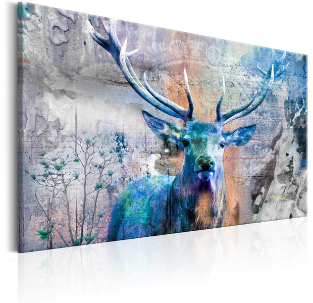 Stretched Canvas Animal Art - Blue Deer-Tiptophomedecor