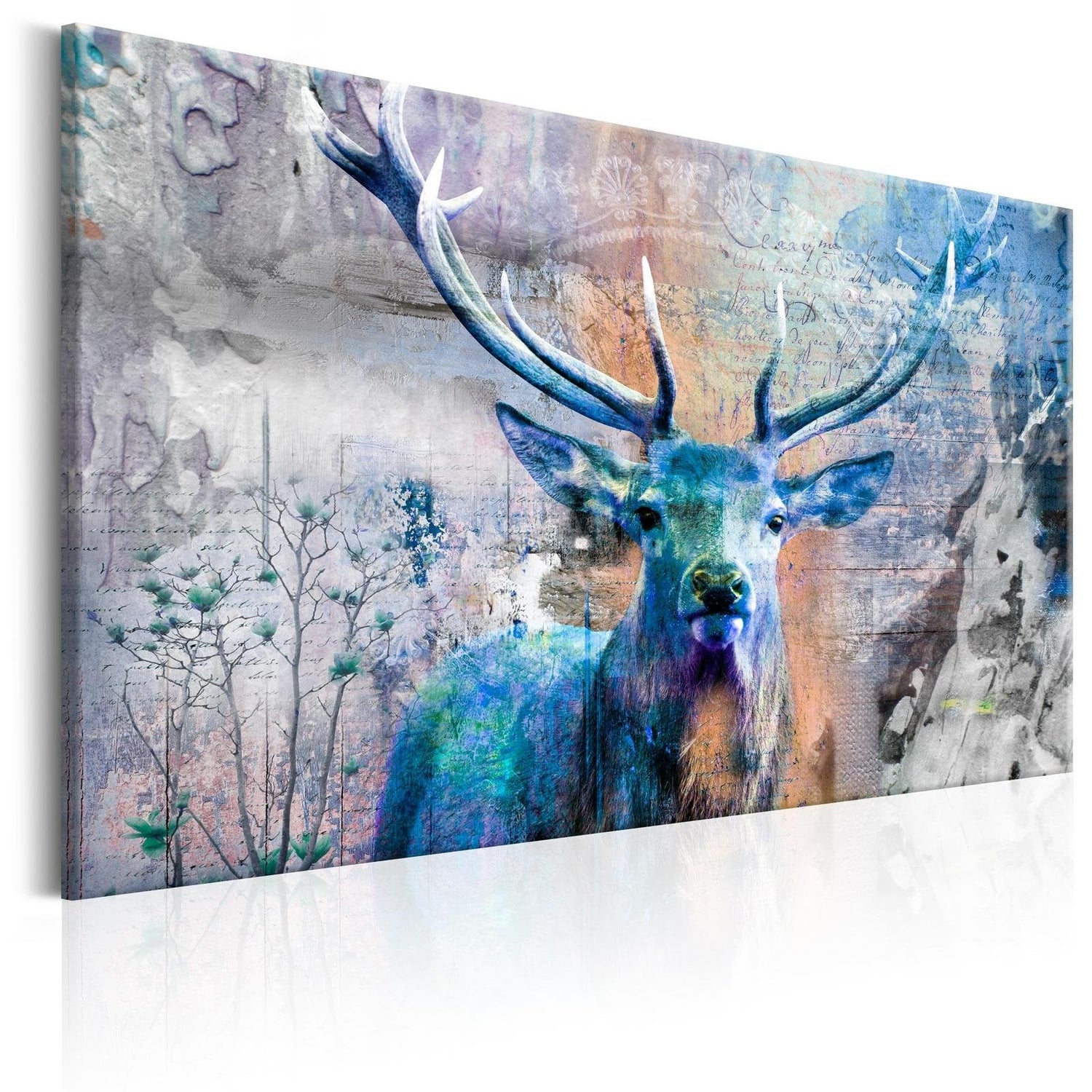 Stretched Canvas Animal Art - Blue Deer-Tiptophomedecor