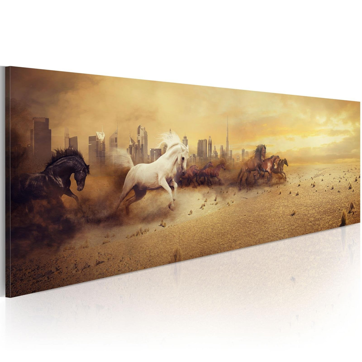 Stretched Canvas Animal Art - City Of Stallions-Tiptophomedecor
