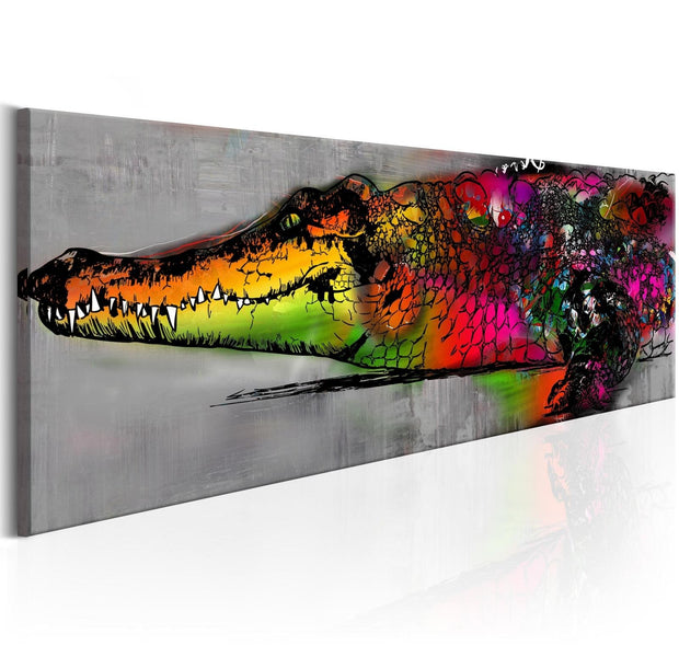 Stretched Canvas Animal Art - Colourful Alligator-Tiptophomedecor