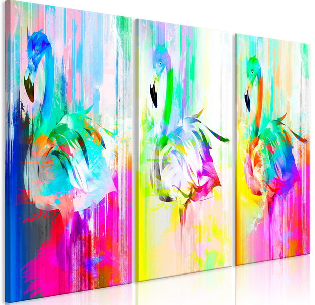 Stretched Canvas Animal Art - Colourful Flamingos-Tiptophomedecor
