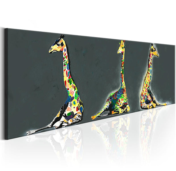 Stretched Canvas Animal Art - Colourful Giraffes-Tiptophomedecor