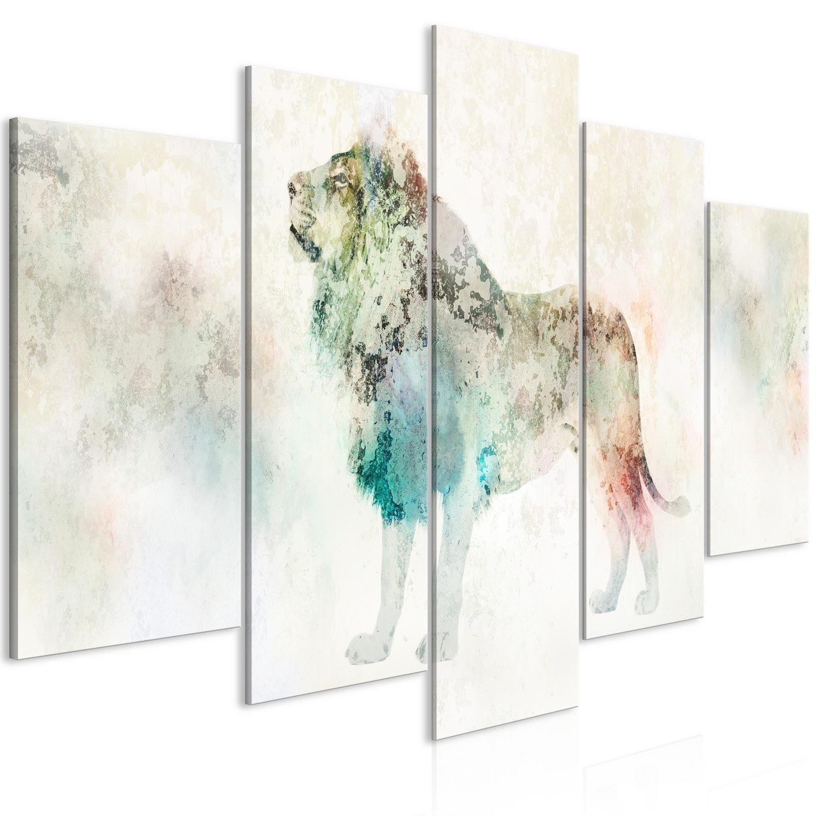Stretched Canvas Animal Art - Colourful King Wide-Tiptophomedecor