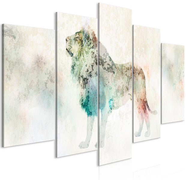 Stretched Canvas Animal Art - Colourful King Wide-Tiptophomedecor