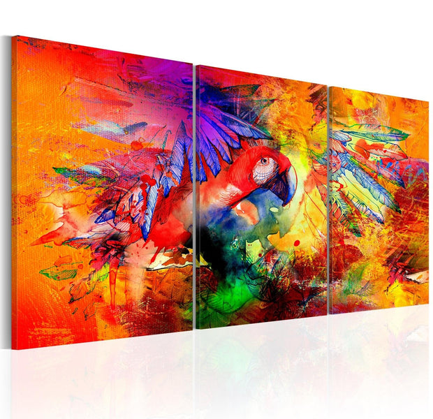 Stretched Canvas Animal Art - Colourful Parrot-Tiptophomedecor
