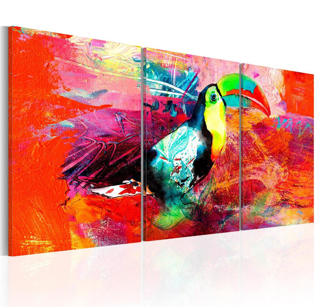 Stretched Canvas Animal Art - Colourful Toucan-Tiptophomedecor