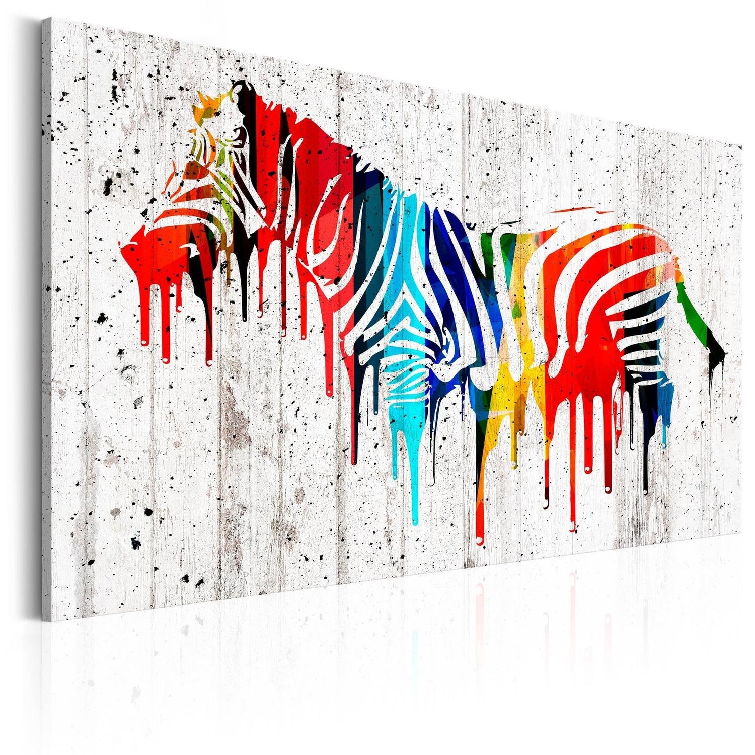 Stretched Canvas Animal Art - Colourful Zebra-Tiptophomedecor