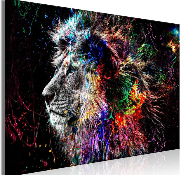 Stretched Canvas Animal Art - Crazy Lion Wide-Tiptophomedecor
