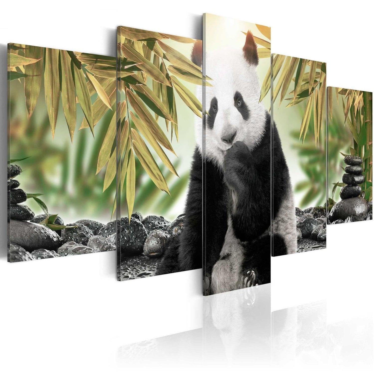 Stretched Canvas Animal Art - Cute Panda Bear-Tiptophomedecor