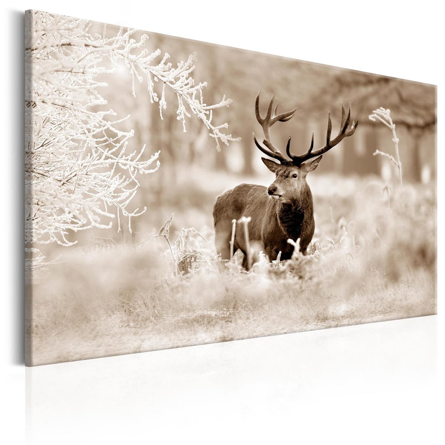 Stretched Canvas Animal Art - Deer In Sepia-Tiptophomedecor