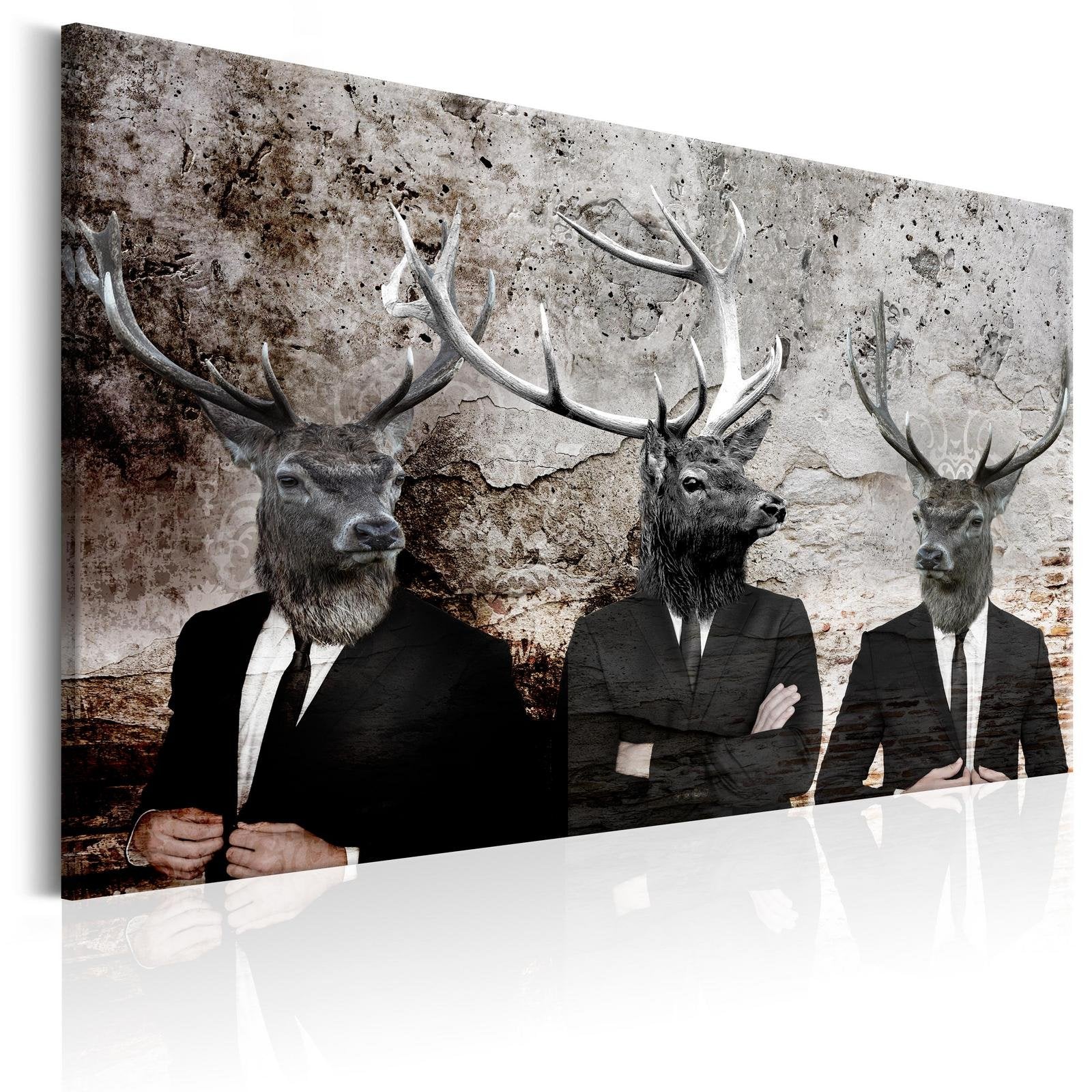 Stretched Canvas Animal Art - Deer In Suits-Tiptophomedecor