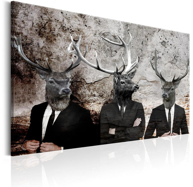 Stretched Canvas Animal Art - Deer In Suits-Tiptophomedecor