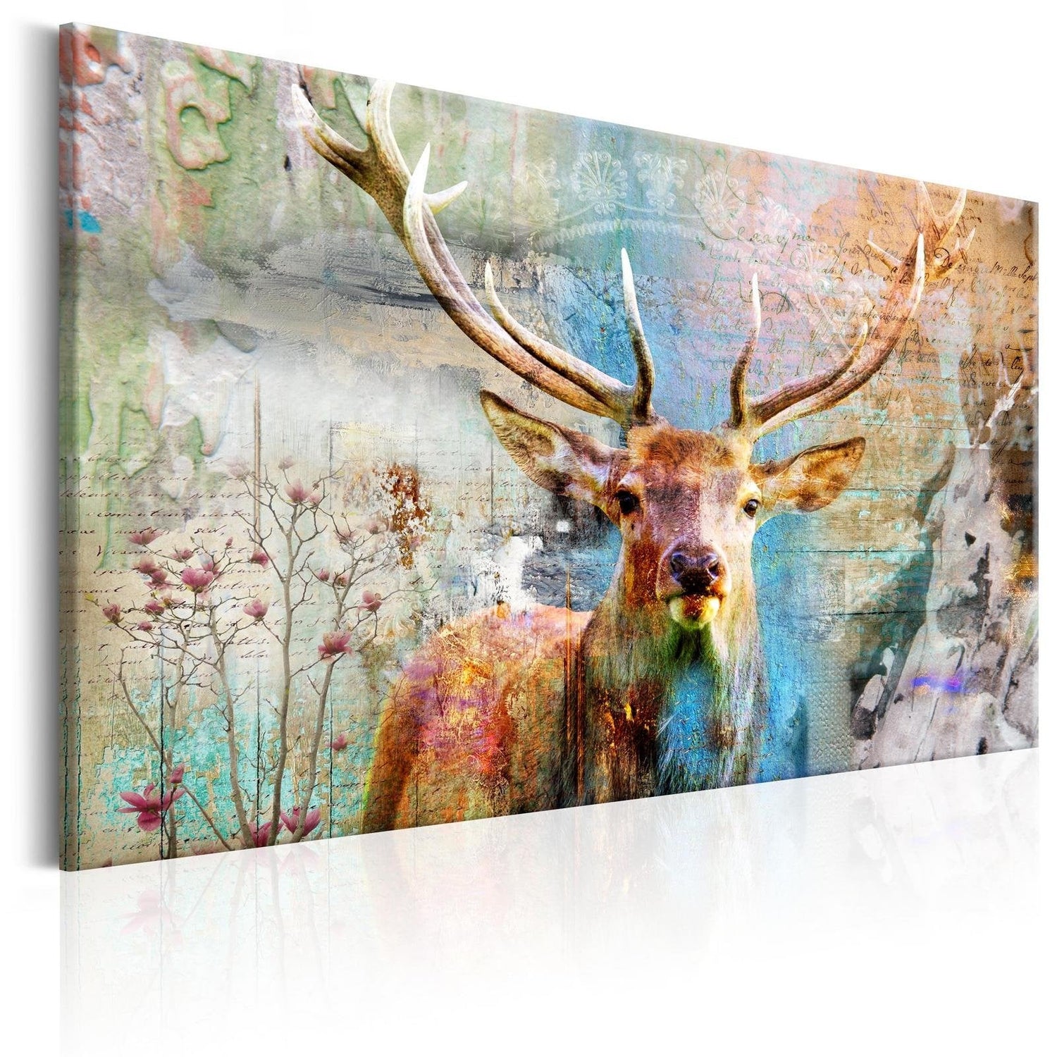 Stretched Canvas Animal Art - Deer On Wood-Tiptophomedecor
