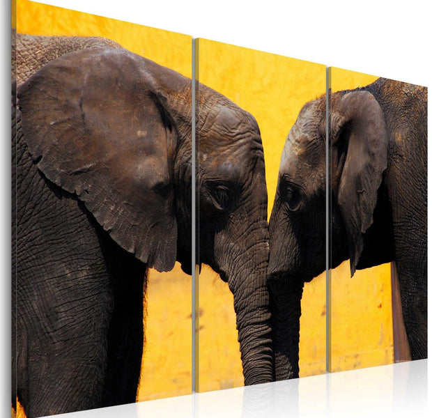 Stretched Canvas Animal Art - Elephant Kiss-Tiptophomedecor