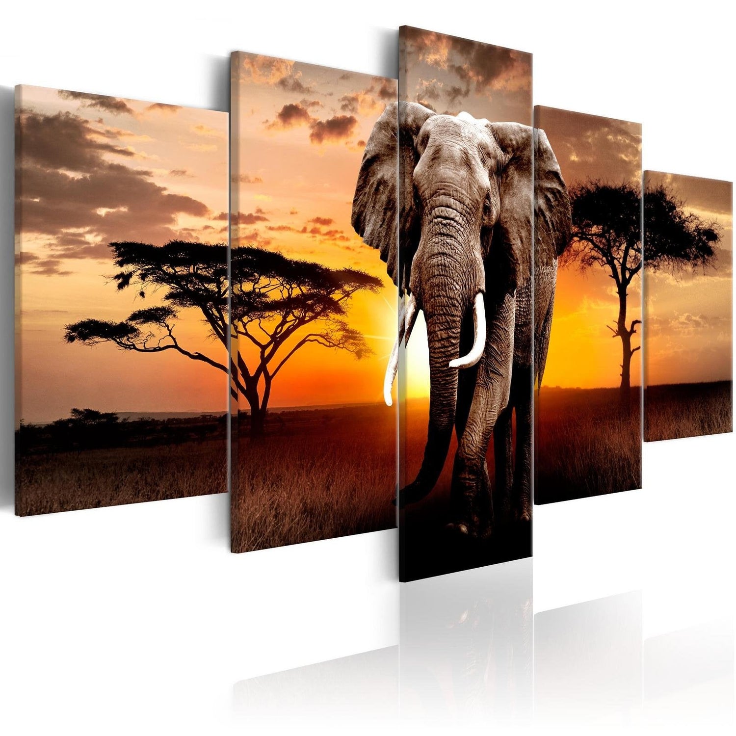 Stretched Canvas Animal Art - Elephant Migration-Tiptophomedecor