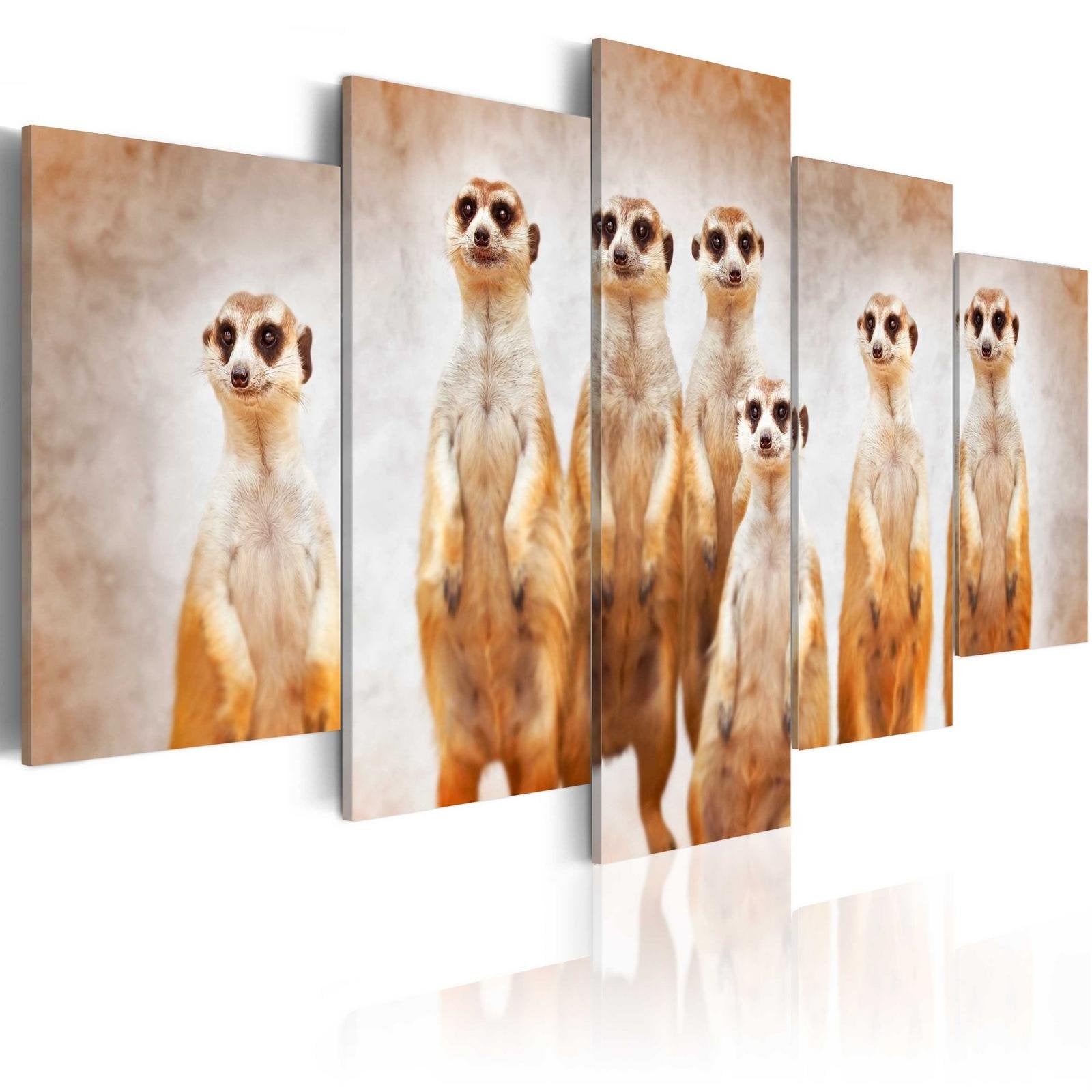 Stretched Canvas Animal Art - Family Of Meerkats-Tiptophomedecor