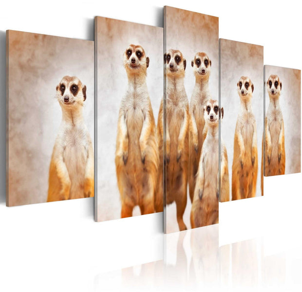 Stretched Canvas Animal Art - Family Of Meerkats-Tiptophomedecor