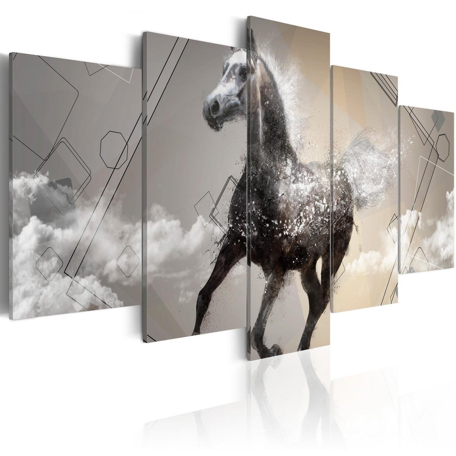 Stretched Canvas Animal Art - Fancy Gallop - 5 Pieces-Tiptophomedecor