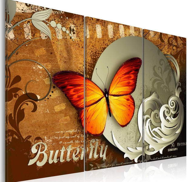 Stretched Canvas Animal Art - Fiery Butterfly And Full Moon-Tiptophomedecor