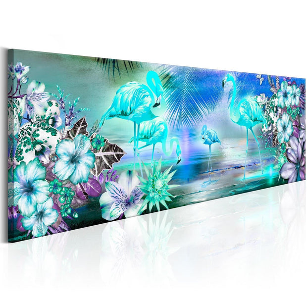 Stretched Canvas Animal Art - Flamingoes By Night-Tiptophomedecor