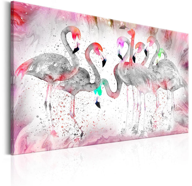 Stretched Canvas Animal Art - Flamingoes Family-Tiptophomedecor