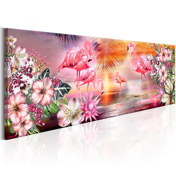 Stretched Canvas Animal Art - Flamingoes Land-Tiptophomedecor