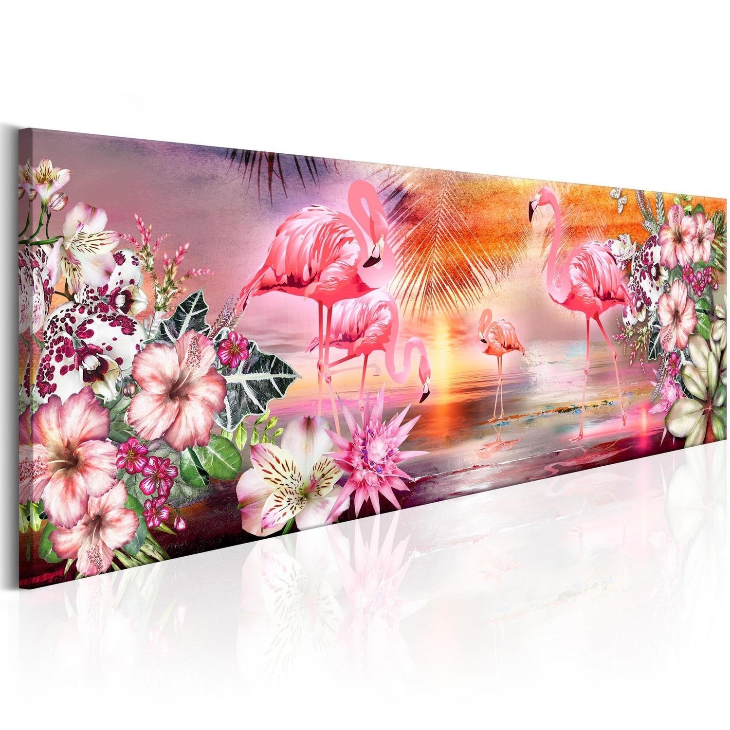Stretched Canvas Animal Art - Flamingoes Land-Tiptophomedecor