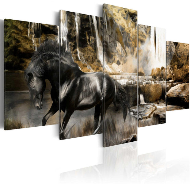 Stretched Canvas Animal Art - Foggy Weather Over Waterfall-Tiptophomedecor