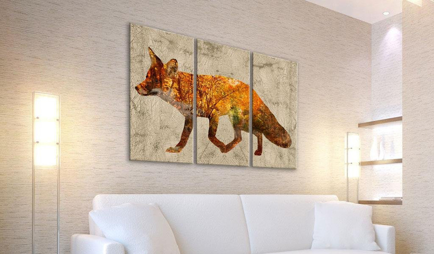 Stretched Canvas Animal Art - Fox In The Wood-Tiptophomedecor