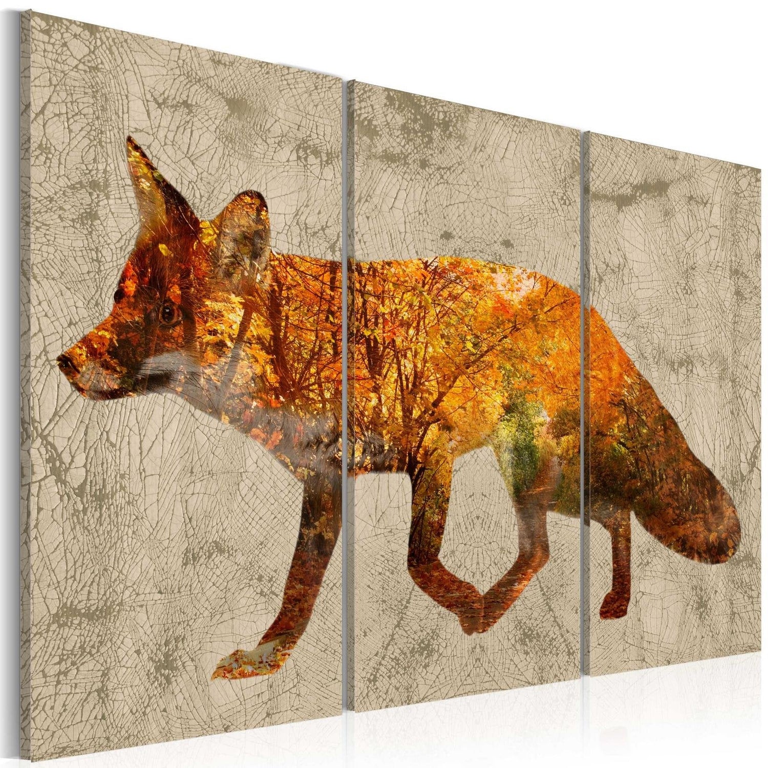 Stretched Canvas Animal Art - Fox In The Wood-Tiptophomedecor