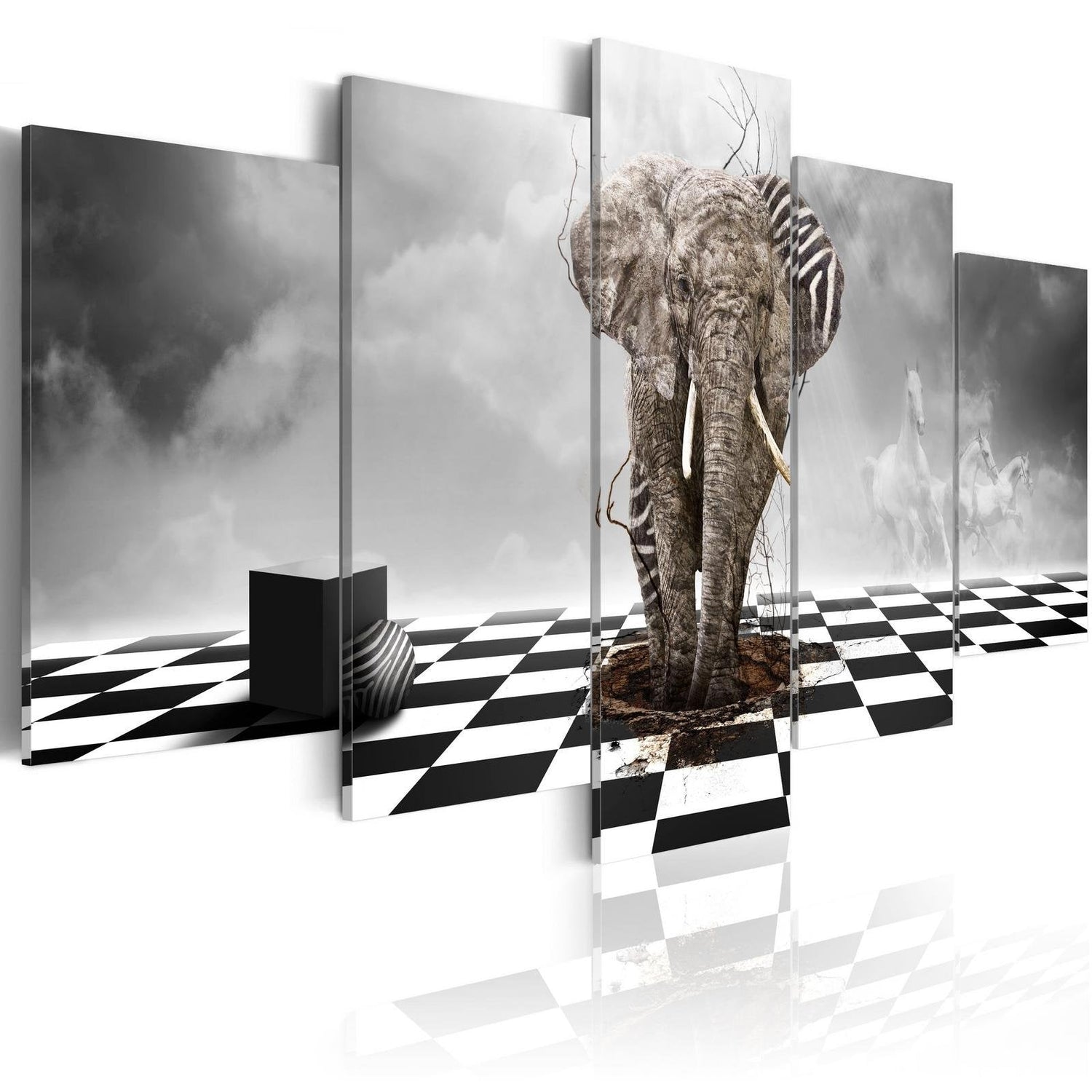 Stretched Canvas Animal Art - Getaway From Africa-Tiptophomedecor