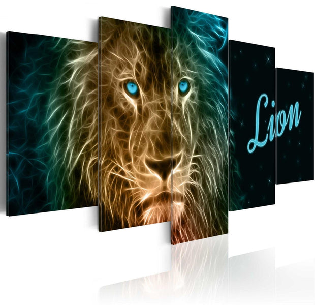 Stretched Canvas Animal Art - Gold Lion-Tiptophomedecor