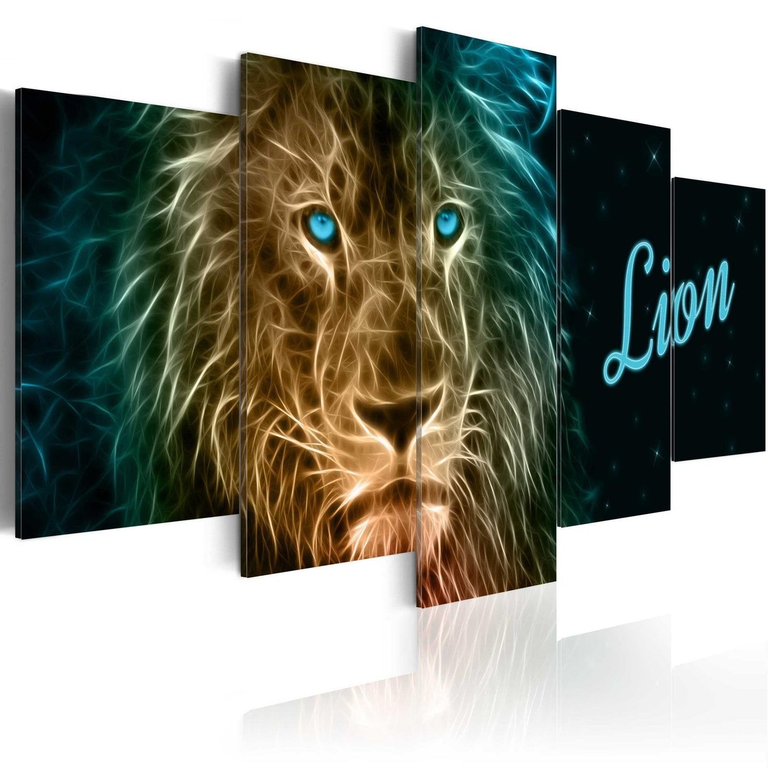 Stretched Canvas Animal Art - Gold Lion-Tiptophomedecor