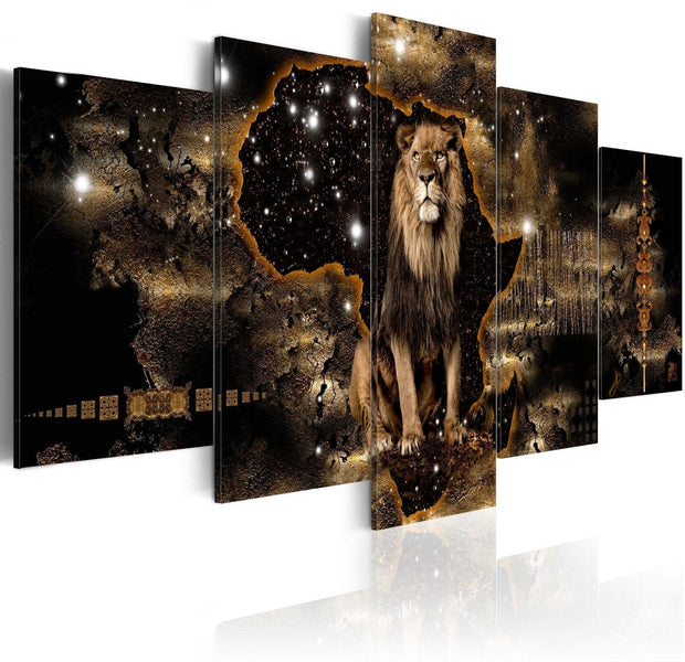 Stretched Canvas Animal Art - Golden Lion 5 Piece-Tiptophomedecor