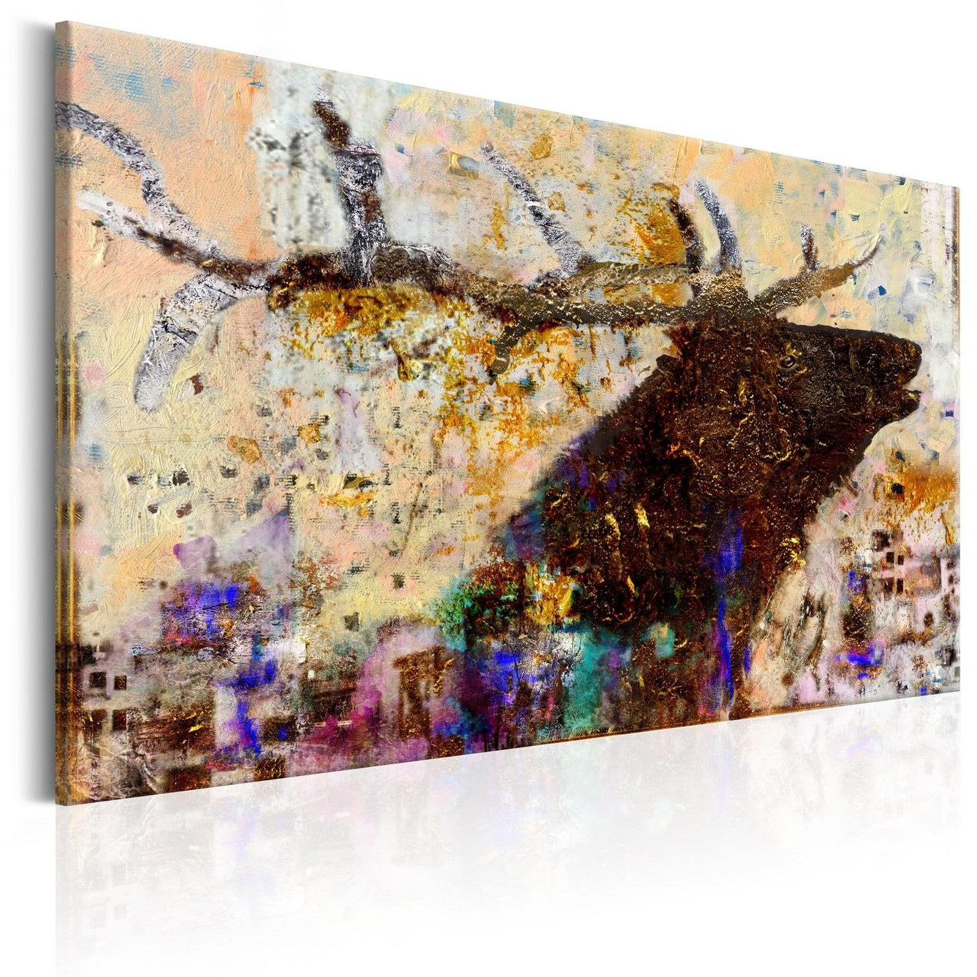 Stretched Canvas Animal Art - Golden Stag-Tiptophomedecor