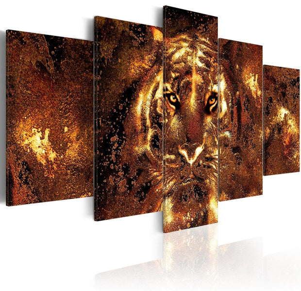 Stretched Canvas Animal Art - Golden Tiger-Tiptophomedecor