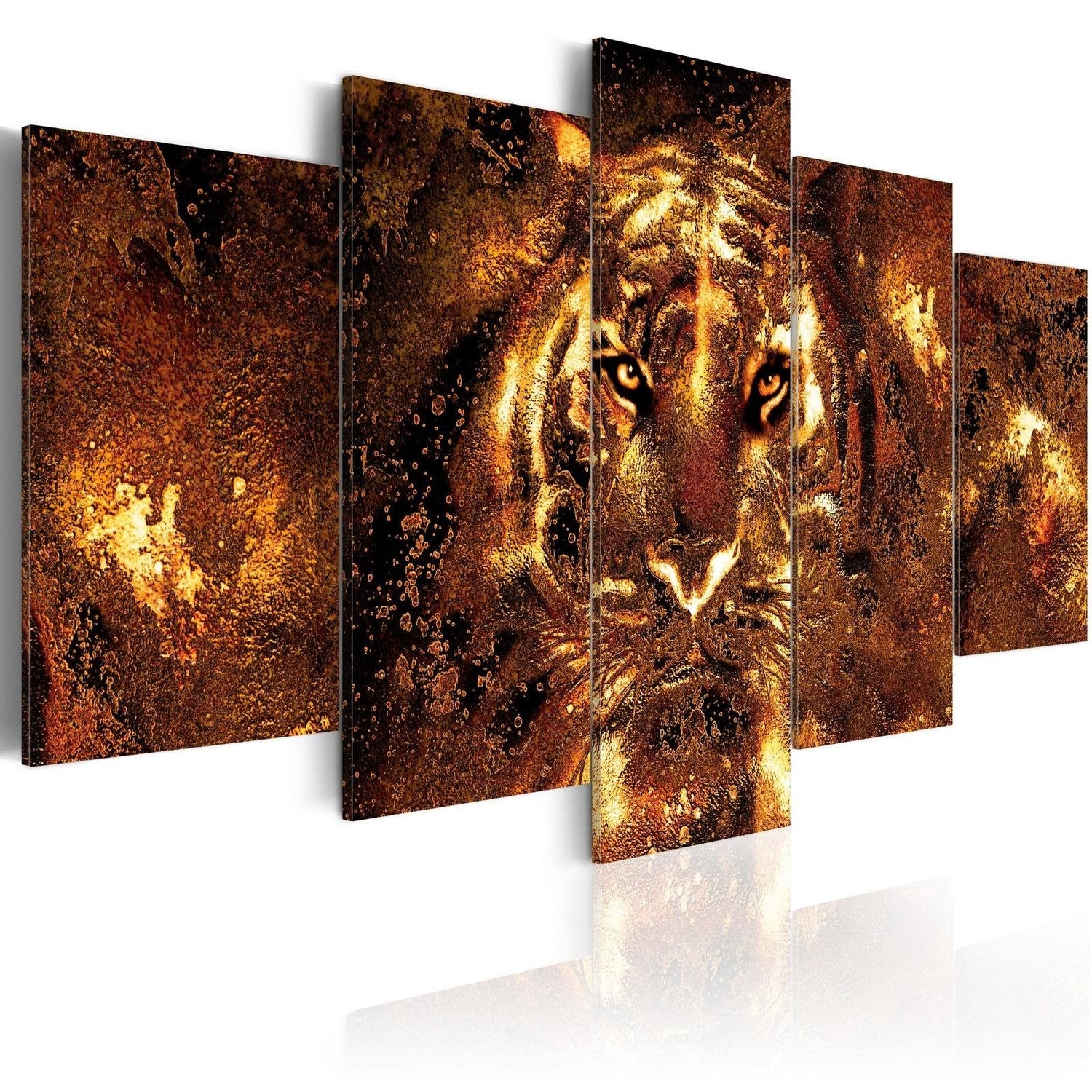 Stretched Canvas Animal Art - Golden Tiger-Tiptophomedecor