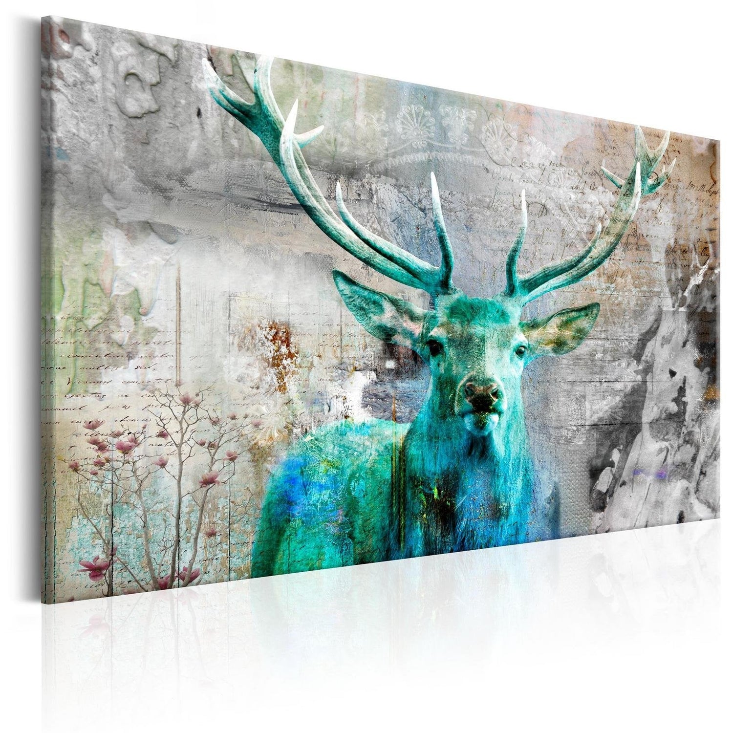 Stretched Canvas Animal Art - Green Deer-Tiptophomedecor