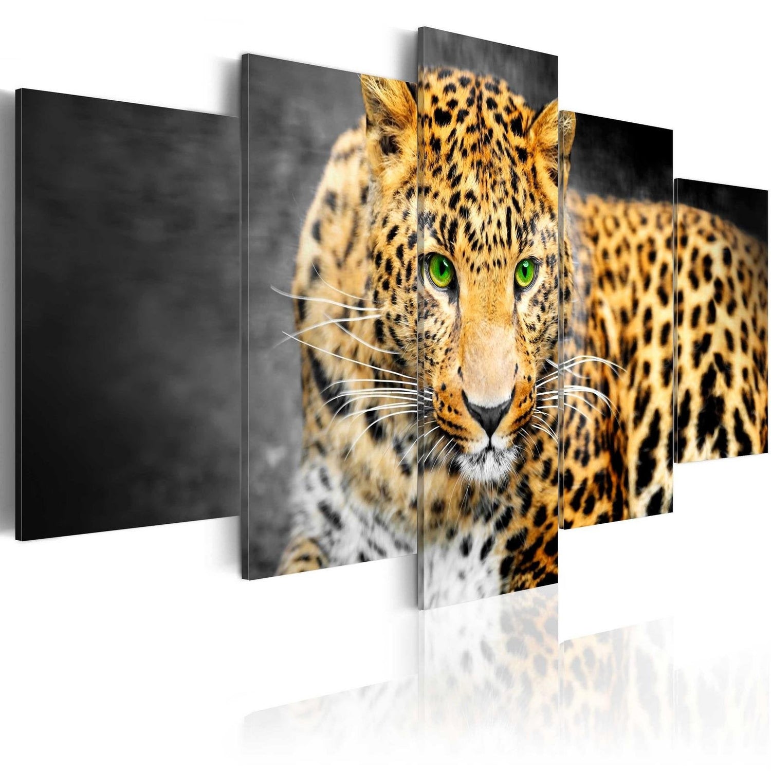 Stretched Canvas Animal Art - Green-Eyed Leopard-Tiptophomedecor